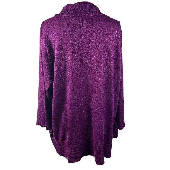 Laura Scott Purple Cardigan Sweater with Draped Front - Picture 3 of 9